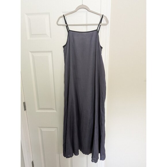 Shy Velvet Womens 100% Linen Blue Maxi Dress Size S Pockets Minimalist Lagenlook - Picture 1 of 9